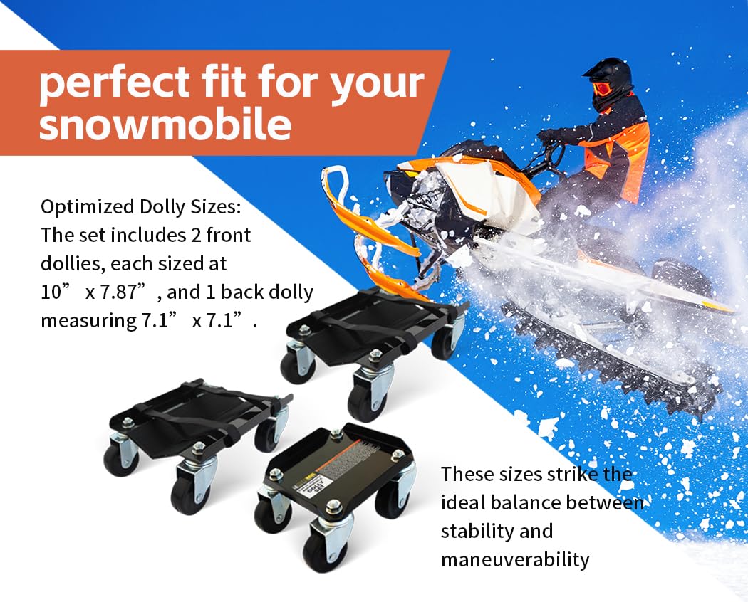 MaxxHaul 50859 Snöskoterdollysats, 1500 lbs Lastkapacitet V-formade Halkfria Gummikuddar med Remmar