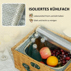 Vävd picknickkorg med tillbehör