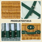 Vävd picknickkorg med tillbehör